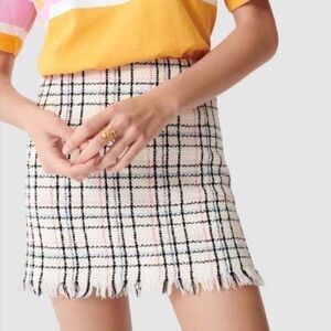 Maje- Multicolored Tweed Jianey Checked Cotton-Blend Mini Skirt